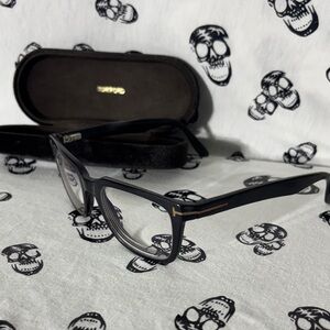 Tom Ford Rectangular Eyeglasses TF5304 001 Size: 54-19-145 Black/Gold